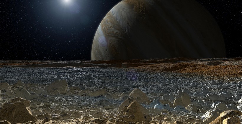 alt="computer-generated image showing the icy surface of jupiter's moon europa" 