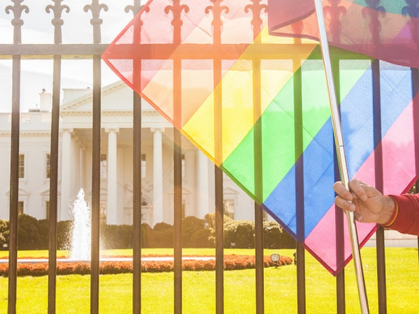 "celebrate pride rainbow flag over the White House"