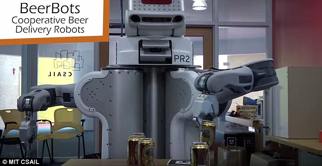 "bartender waiter robots bring beer delivery"