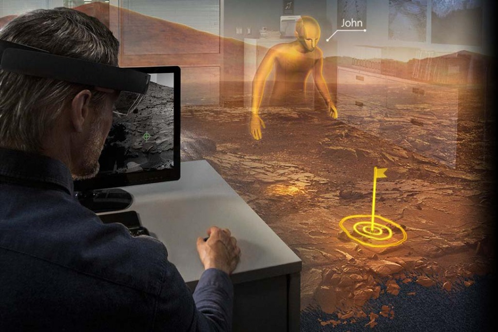 "Microsoft's HoloLens augmented reality headset"