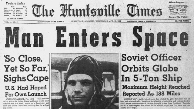 alt="Yuri Gagarin Newspaper"