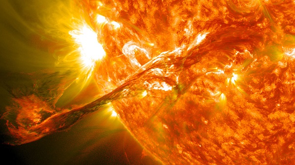solar flare erupting from the sun
