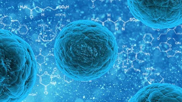 human cell in a blue color