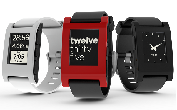 three Pebble smartwatches