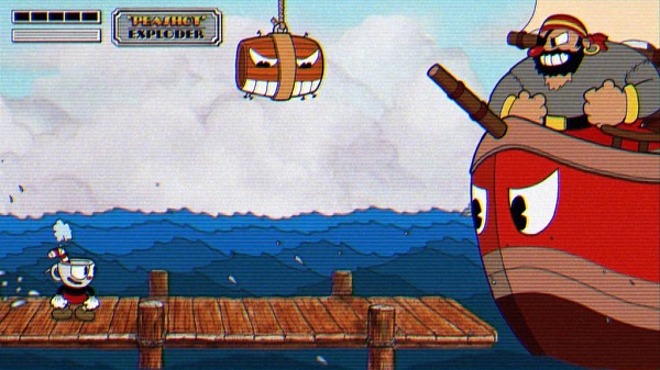 Cuphead screenshot featuring the main character battling a boss