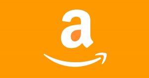 Amazon logo on an orange background