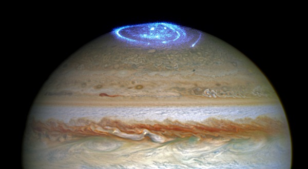 Jupiter and its vivid auroras at its North Pole