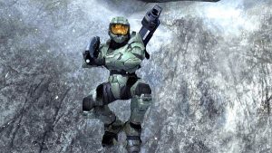 Master Chief jumping in a cave