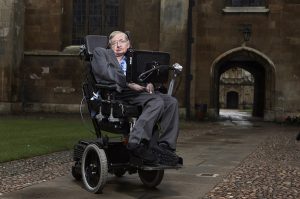 Stephen Hawking at Cambridge University's campus