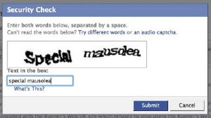 Captcha test displaying a series of letters