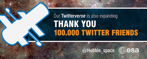 ESA's Hubble Space Celebrating 100,000 Twitter Followers