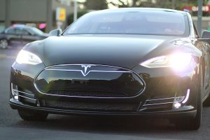 Black Tesla car