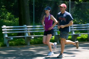 Couple jogging in a park