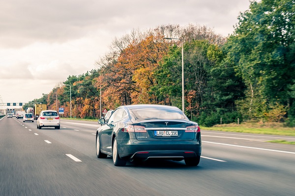 Tesla car on the road